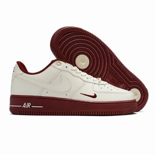 Cheap Nike Air Force 1 Shoes Men and Women White Wine-34 - Click Image to Close